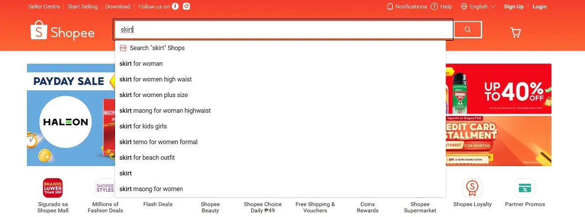 Shopee Search Bar